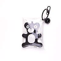 Bag Charm Black White Googly Eye Bear