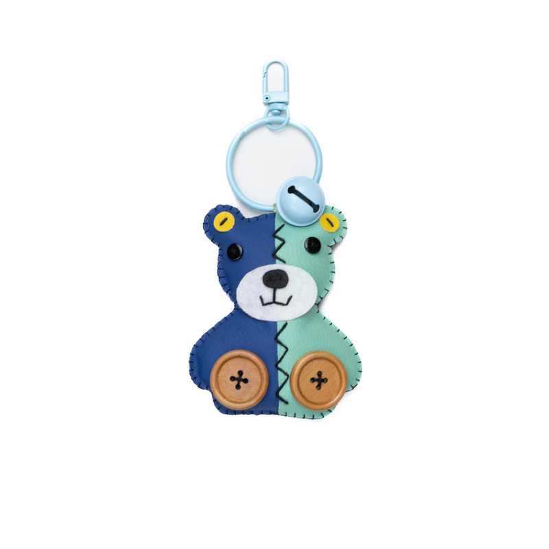 Bag Charm Blue Teal Googly Eye Bear