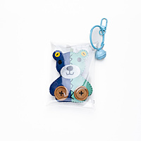 Bag Charm Blue Teal Googly Eye Bear