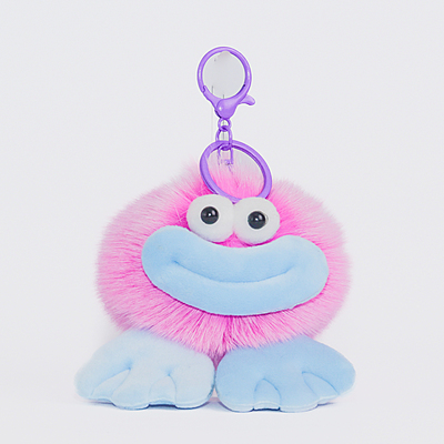Bag Charm Fuchia Smiley Fluffy