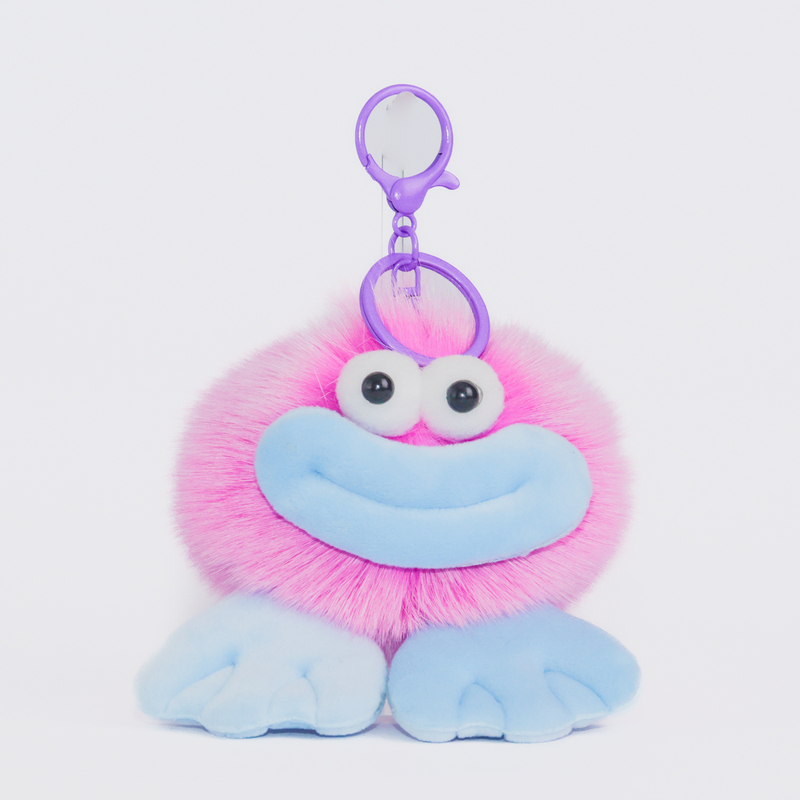 Bag Charm Fuchia Smiley Fluffy