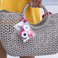 Bag Charm Fuchsia Googly Eye Dog