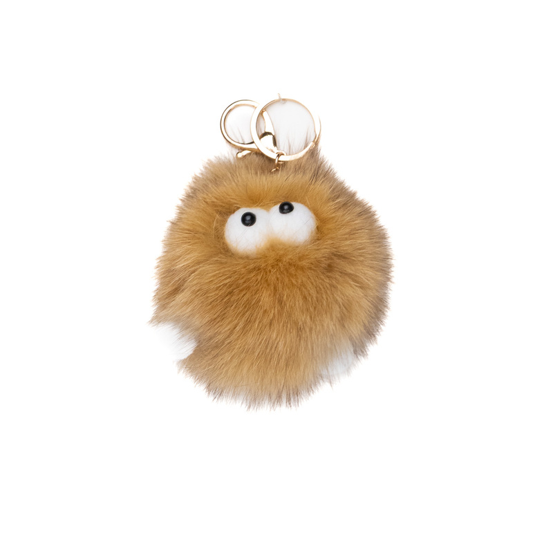 Bag Charm Golden Brown Fluffy