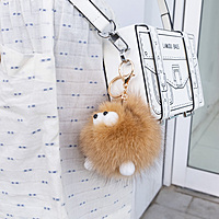 Bag Charm Golden Brown Fluffy
