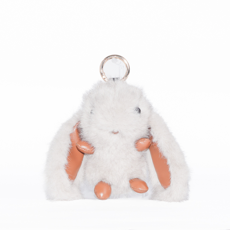 Bag Charm Grey Rabbit Fluffy