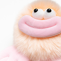 Bag Charm Peach Smiley Fluffy