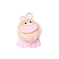 Bag Charm Peach Smiley Fluffy