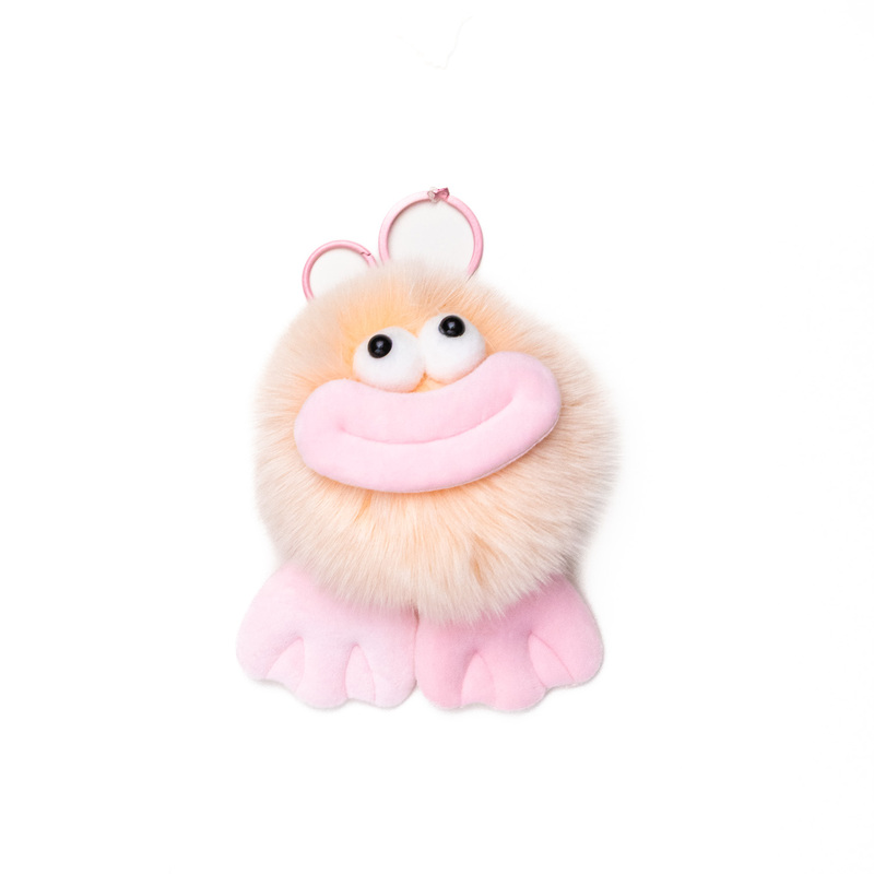 Bag Charm Peach Smiley Fluffy