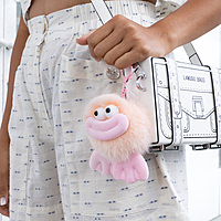 Bag Charm Peach Smiley Fluffy