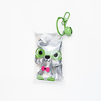 Bag Charm Silver Green Googly Eye Dog