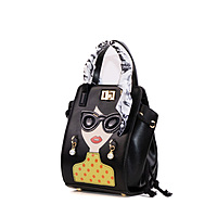 Bag Crossbody Black Cartoon Glasses Design