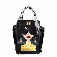Bag Crossbody Black Cartoon Glasses Design