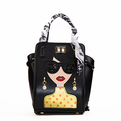 Bag Crossbody Black Cartoon Glasses Design