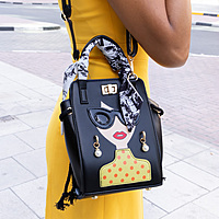 Bag Crossbody Black Cartoon Glasses Design