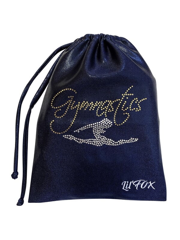 NAVY SHINY FOIL WITH GOLD STONES GRIP BAG