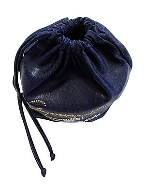 NAVY SHINY FOIL WITH GOLD STONES GRIP BAG
