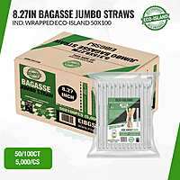 Baggasse Jumbo Straw Eco-Island 3x8" 50/100