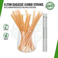 Baggasse Jumbo Straw Eco-Island 3x8" 50/100