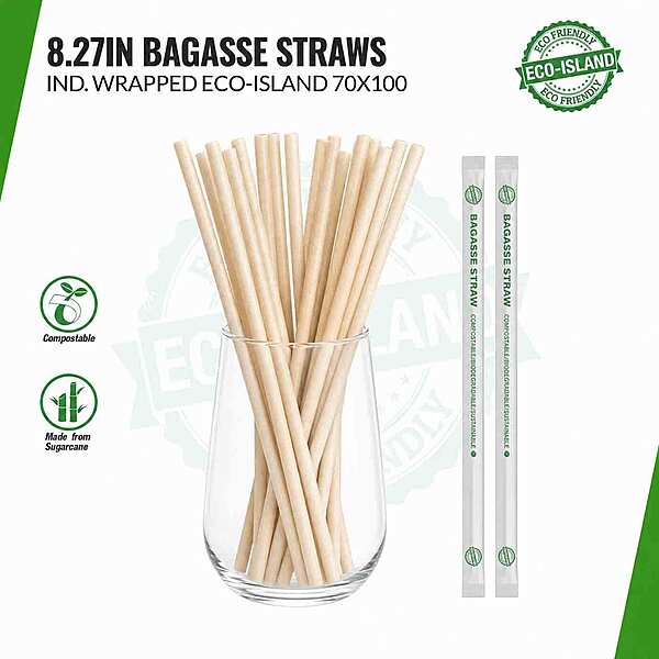Baggasse Straw Eco-Island 8.27" 70/100