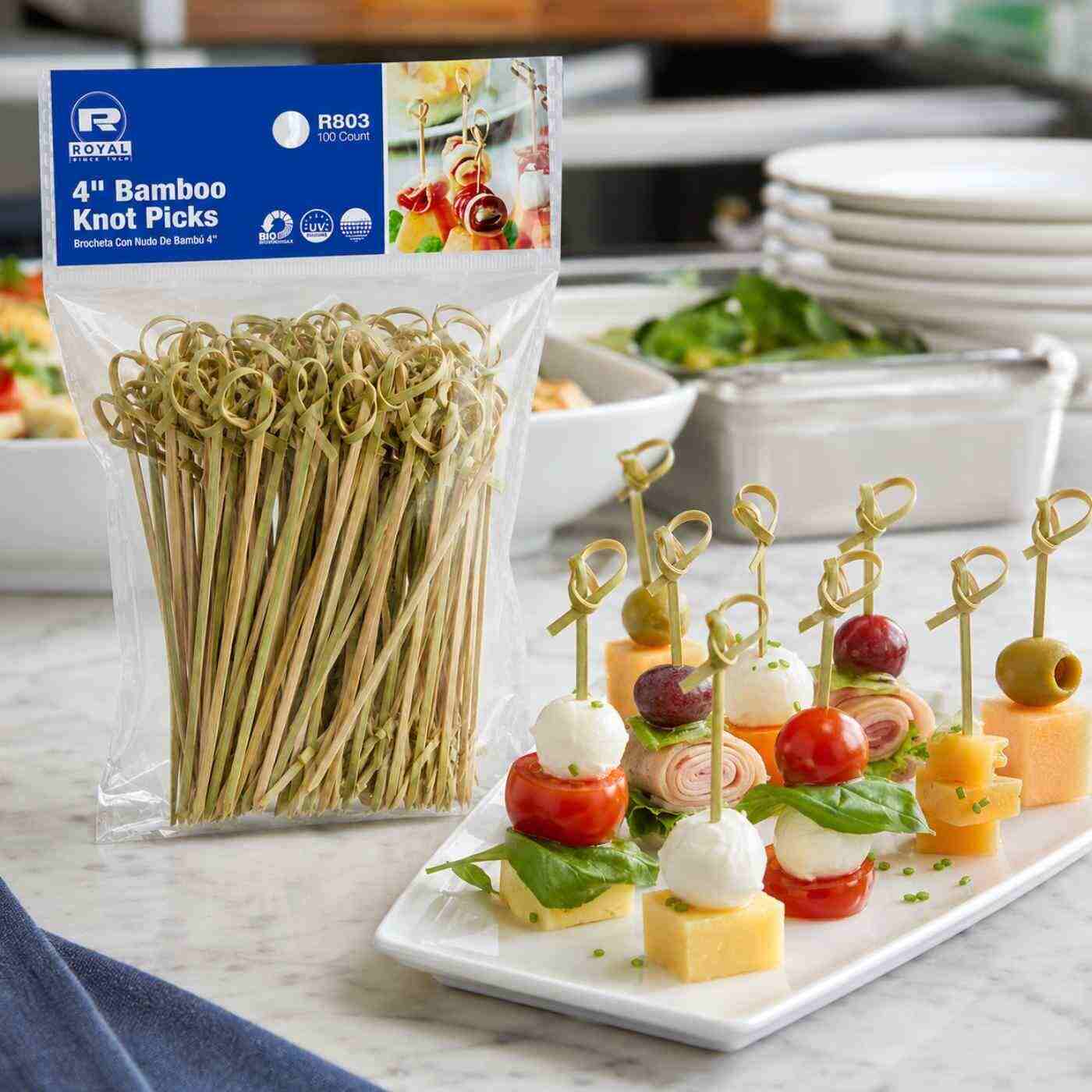 Bamboo 4" Knot Food Pick EcoChoice 10/100