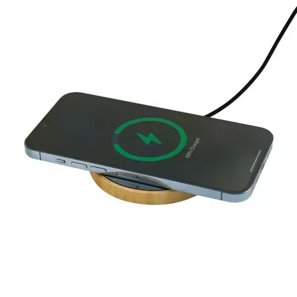 Bamboo Wireless Charger 15W Fast Charging with LED Logo