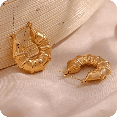 Banboo Hoops Gold Plated