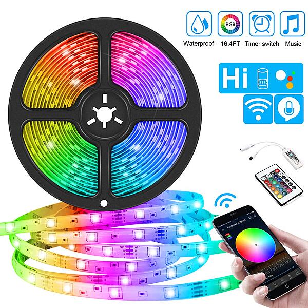 Bande lumineuse DEL adhésive avec télécommande - 12V - 30 DEL/m - RVB - 3m