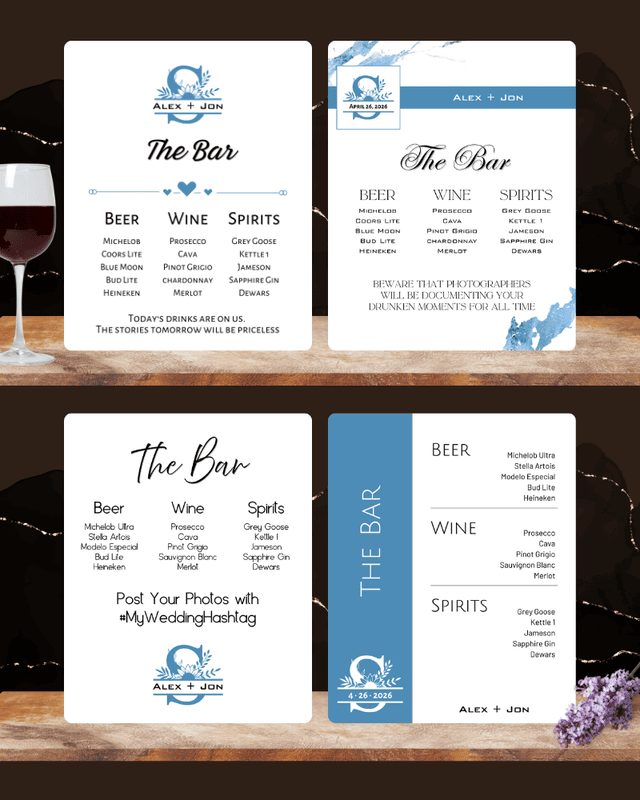 The Bar Menu Easel - 8x10"