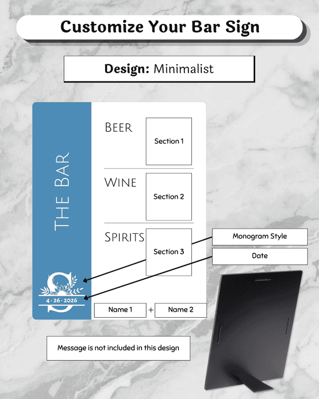 The Bar Menu Easel - 8x10"