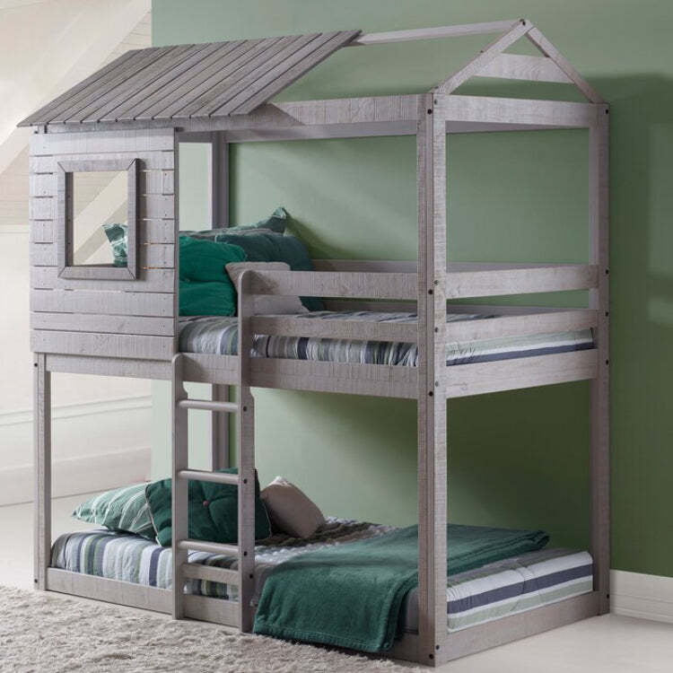 Kids Wooden House Bunk Bed with Ladder – Playful Loft Style Twin Bed Kids Wooden House Bunk Bed with Ladder – Playful Loft Style Twin Bed