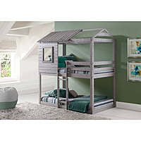 Kids Wooden House Bunk Bed with Ladder – Playful Loft Style Twin Bed Kids Wooden House Bunk Bed with Ladder – Playful Loft Style Twin Bed
