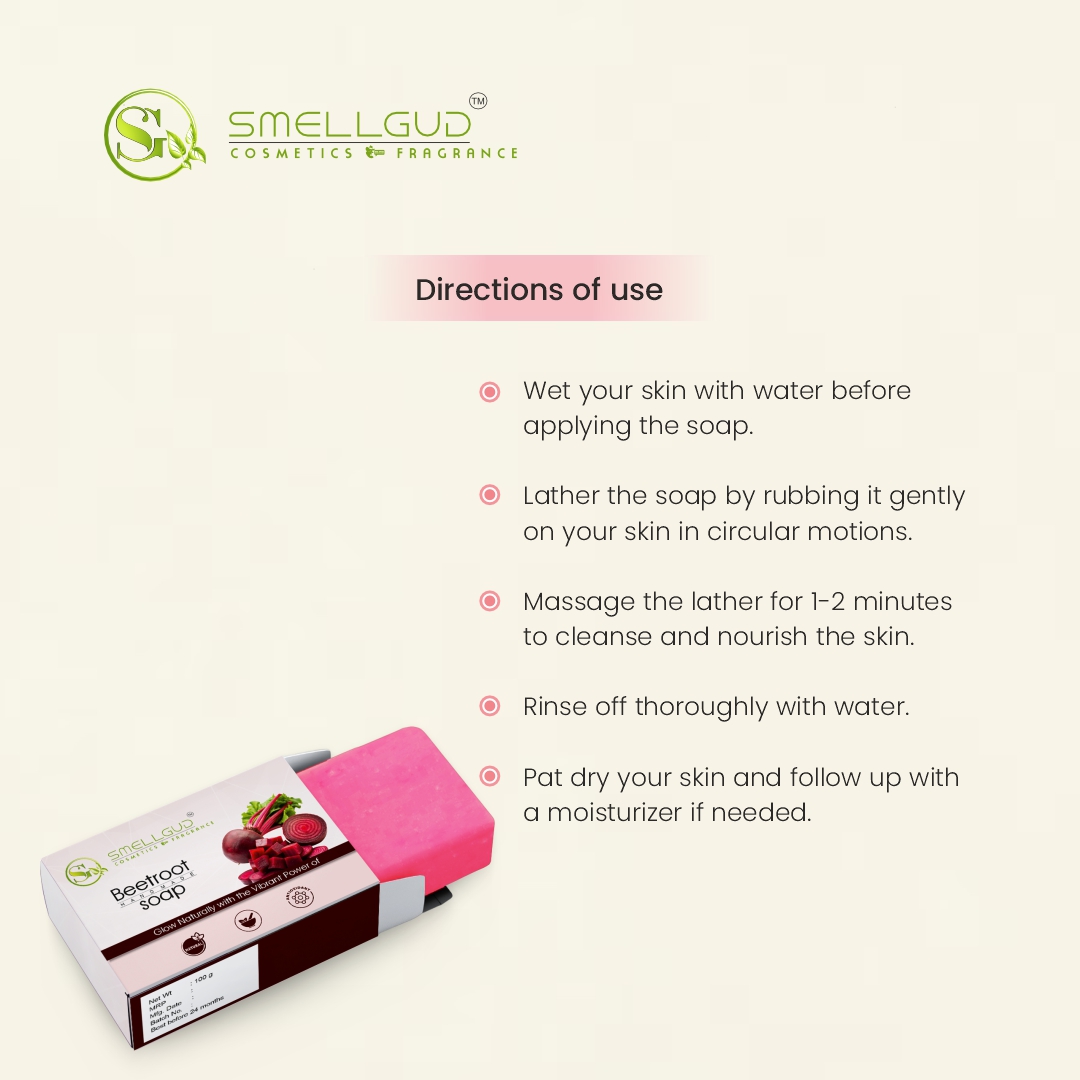 Smellgud cosmetics Beetroot Handmade Soap for Fights Acne and Pimples|Remover Dark Spots and Dark circles|Helps in glowing up the skin|Skin soft and fresh for a long time|100 Gm