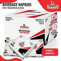 Beverage Napkins Wht 1Ply Reserve 8/500