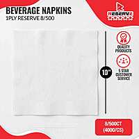 Beverage Napkins Wht 1Ply Reserve 8/500