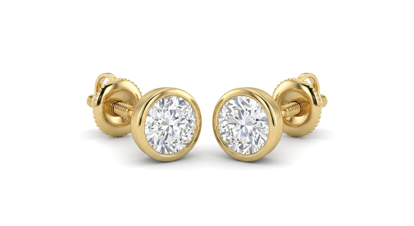Bezel Solitaire Stud Earrings
