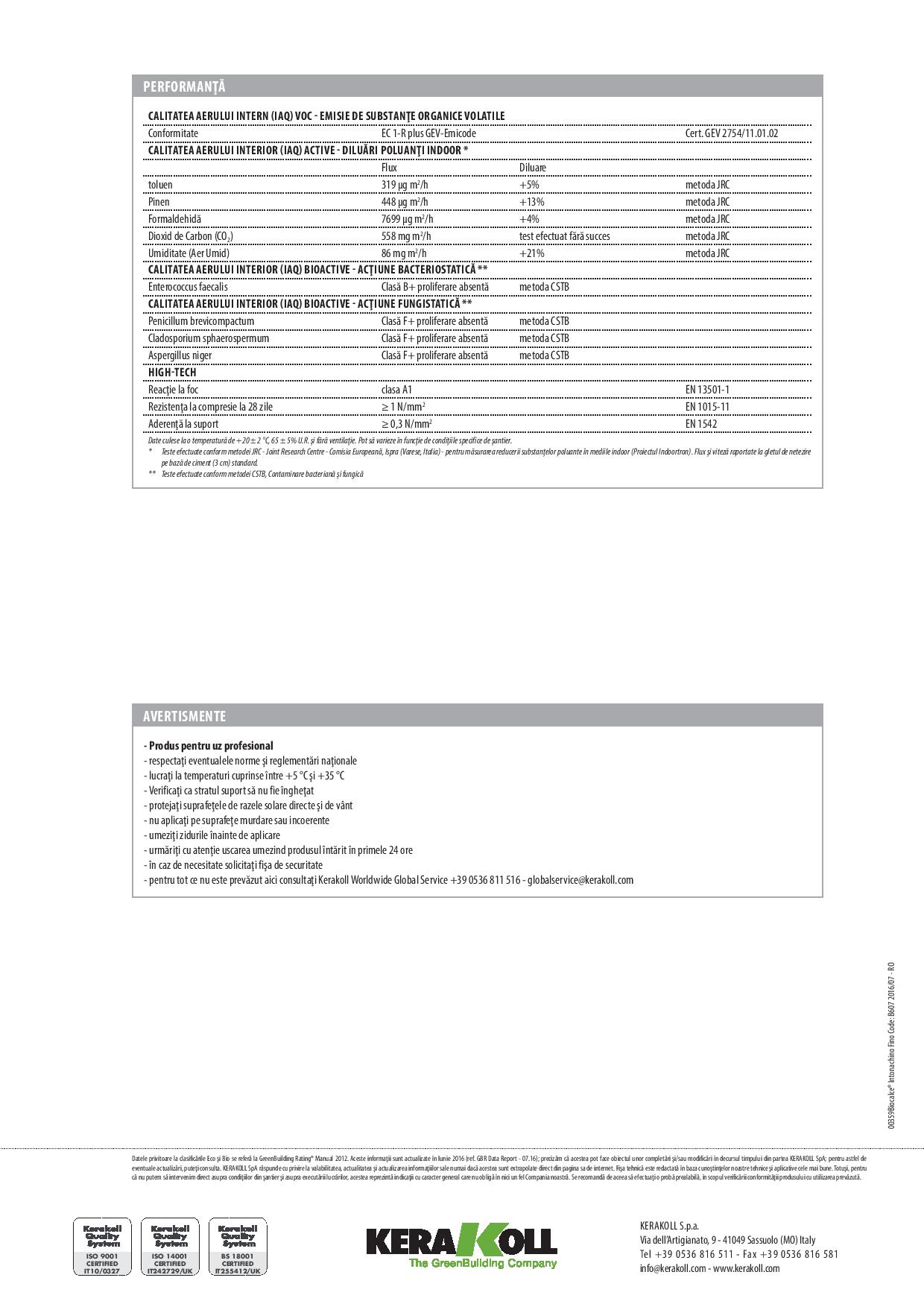 MORTAR BIOCALCE INTONACHINO FINO 11027, 25kg/sac - kerakoll