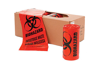 Biohazard Bags, 35 Gal, 1.2 mil, Red, 33'x 40', case of 250