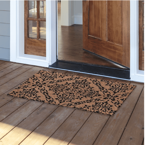 Black Damask Coir Doormat