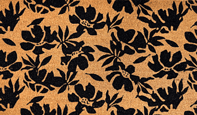 Black Flowers Coir Doormat