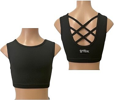 BLACK LYCRA XX CROP TOP