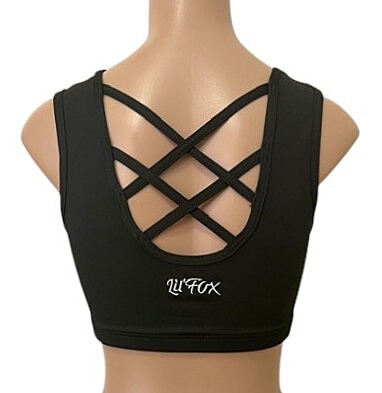 BLACK LYCRA XX CROP TOP