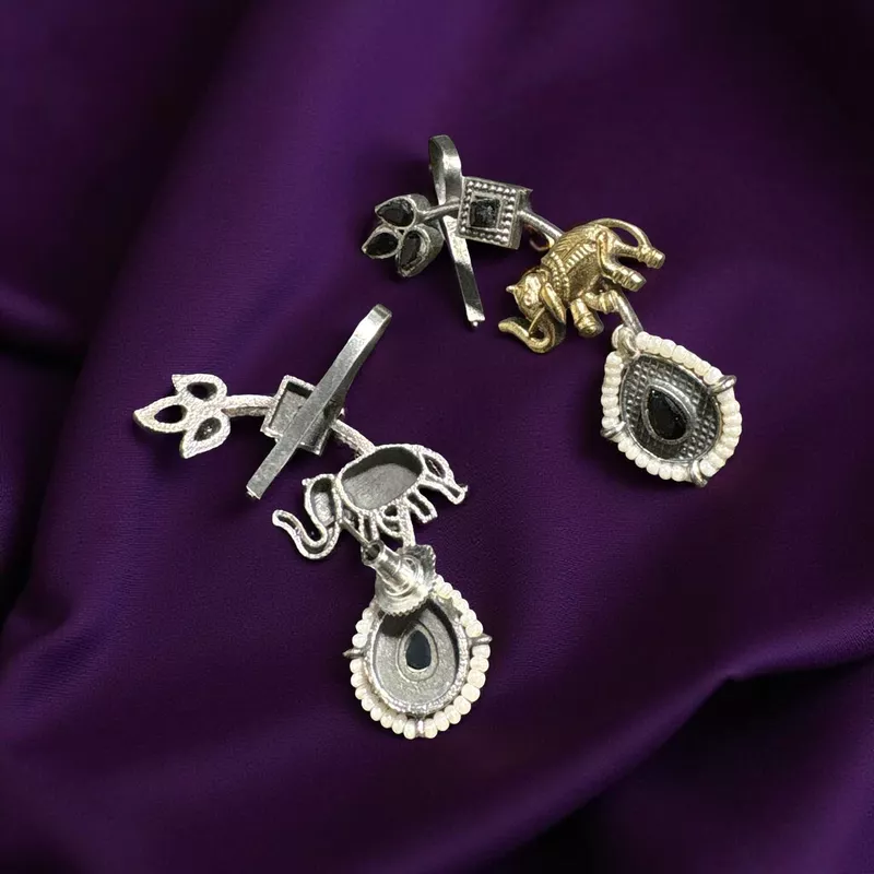Dual-tone oxidised elephant ear cuffs
