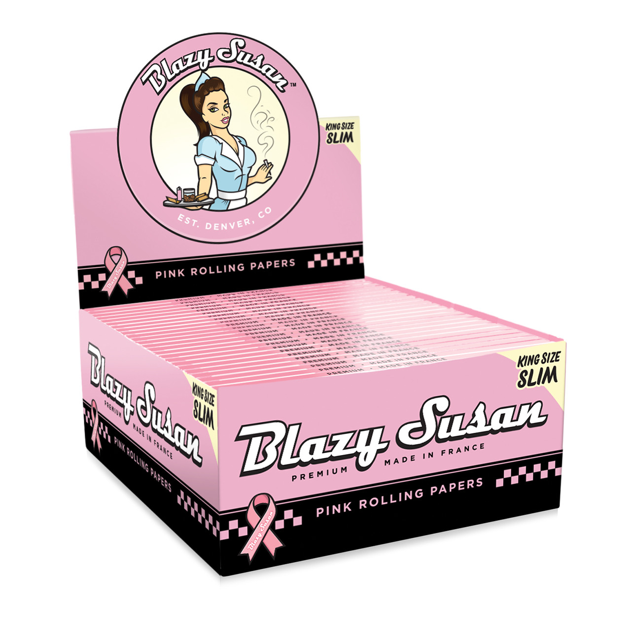 BLAZY SUSAN - Pink King Slim Rolling Paper 50pk
