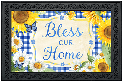 Bless This Home Floral Doormat