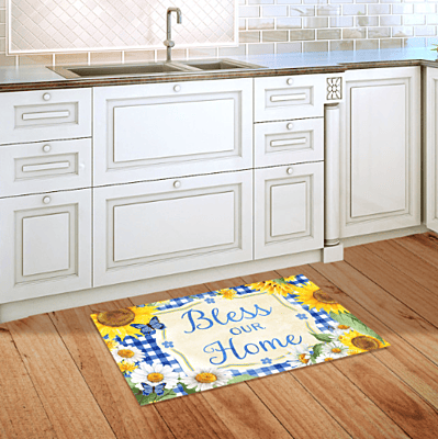 Bless This Home Floral Doormat