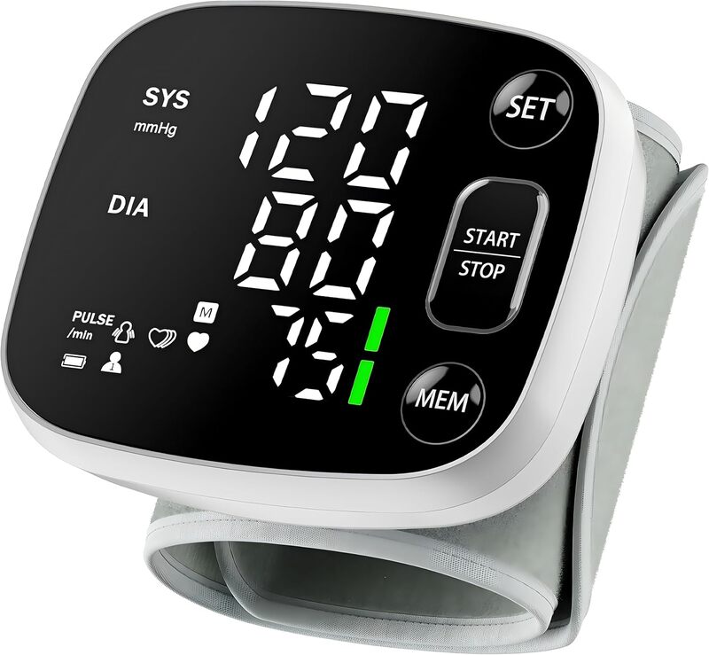 Oklar Blood Pressure Monitor for Home Use Rechargeable Blood Pressure Cuff Wrist Digital BP Machine with LED Backlit Display