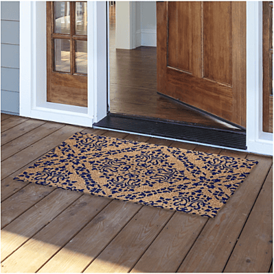 Blue Damask Coir Doormat