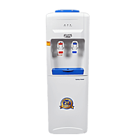 Atlantis Blue energy-efficient water cooler with hot and cold dispensing taps and sleek blue finish.