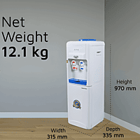 Professional Atlantis Blue water dispenser standing tall with easy-to-use push taps.