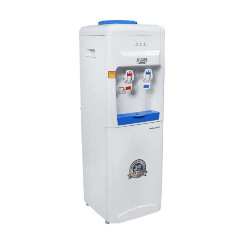 Professional Atlantis Blue hot and cold water dispenser for office breakrooms.